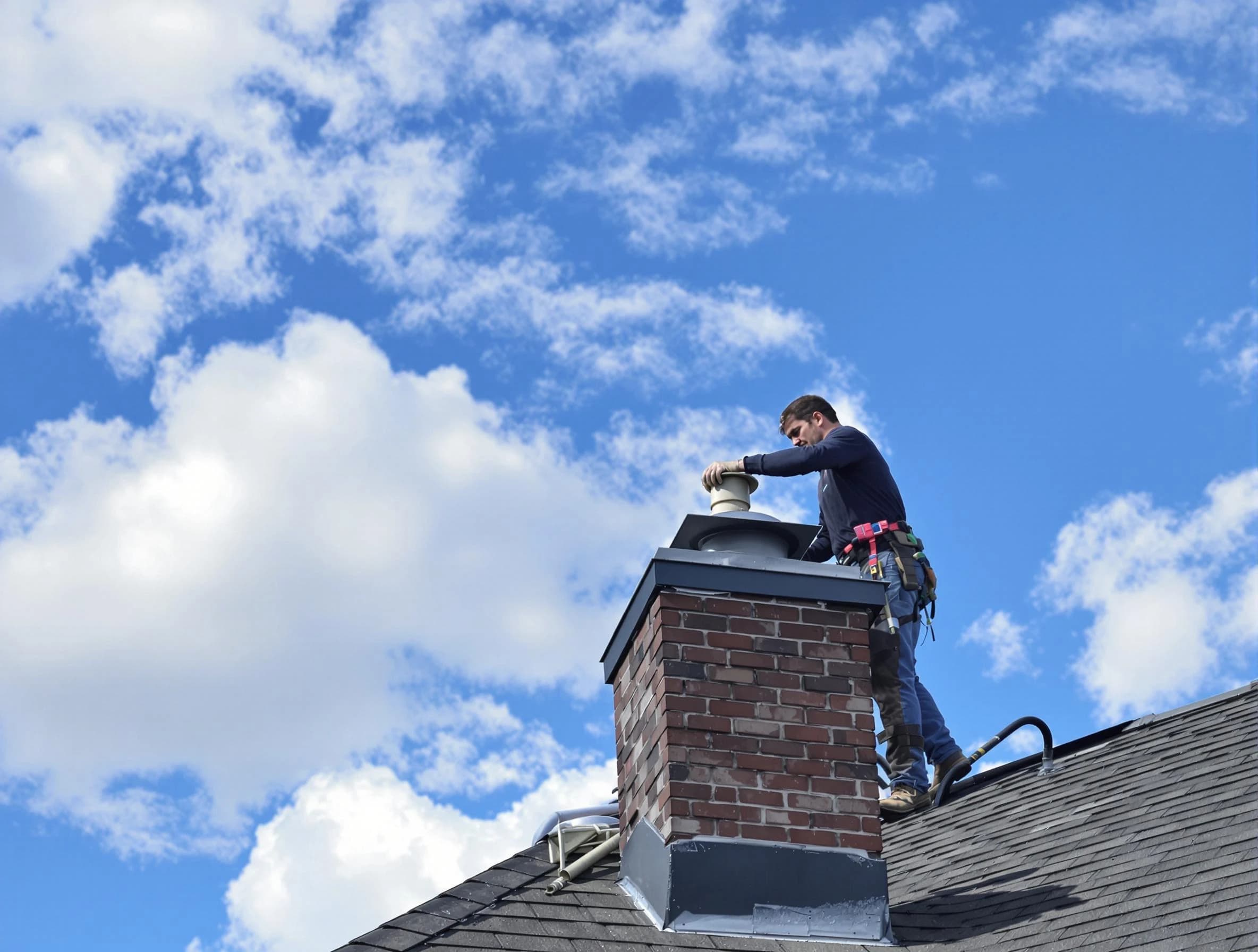 Dacula Chimney Sweep installing a sturdy chimney cap in Dacula, GA