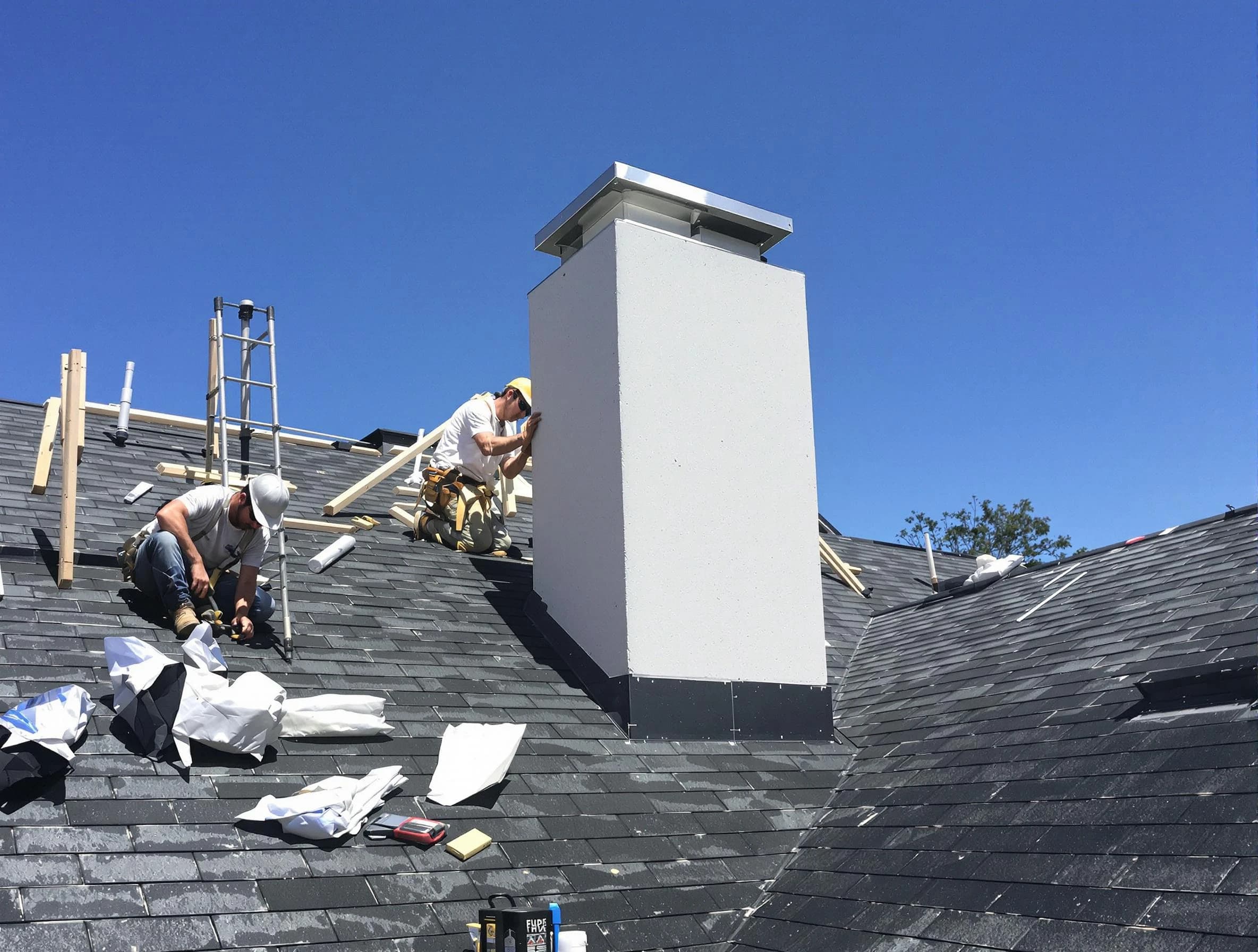 Dacula Chimney Sweep crew installing a new chimney in Dacula, GA