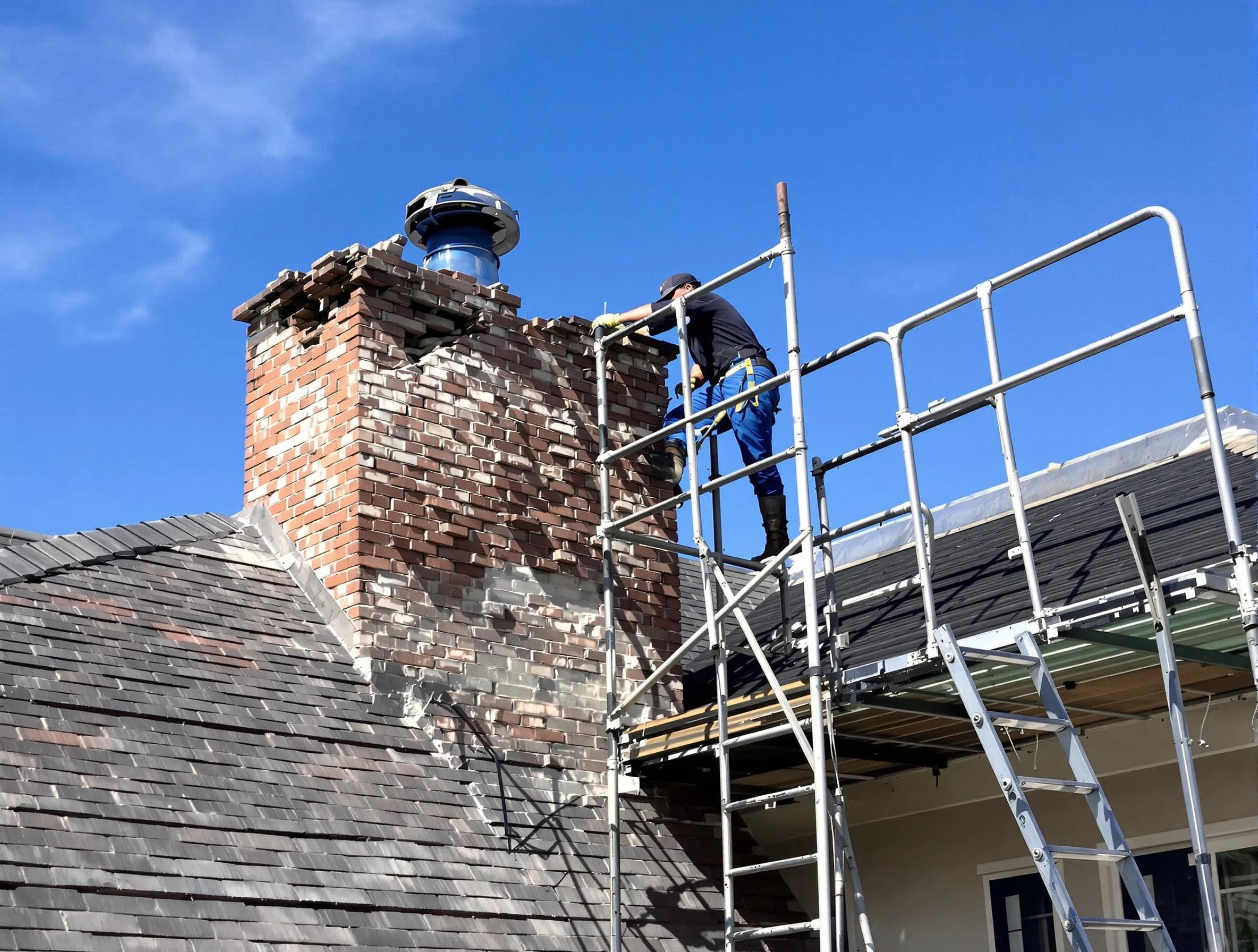 Rebuilding a chimney structure by Dacula Chimney Sweep in Dacula, GA