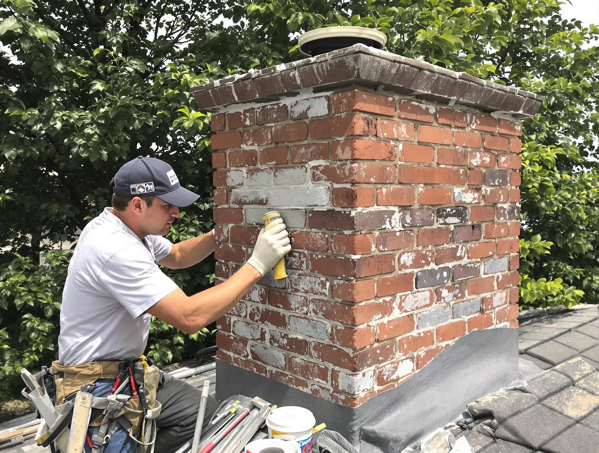 Dacula Chimney Sweep restoring an aging chimney in Dacula, GA