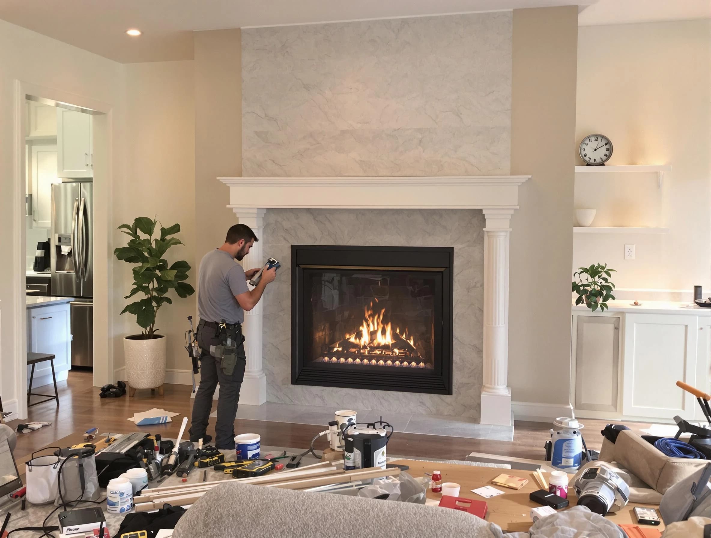 Newly installed fireplace by Dacula Chimney Sweep in Dacula, GA