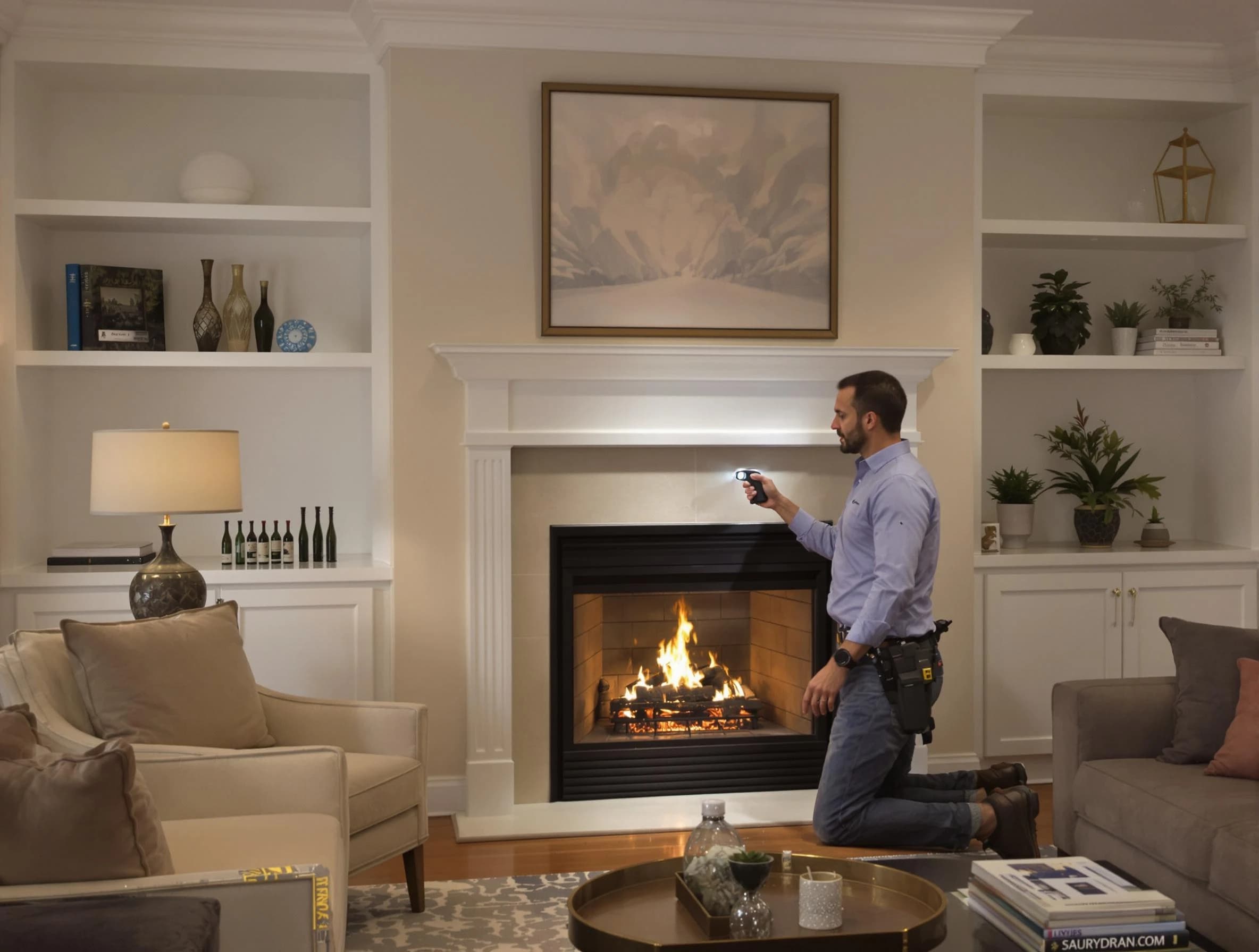 Dacula Chimney Sweep conducting a fireplace safety inspection in Dacula, GA