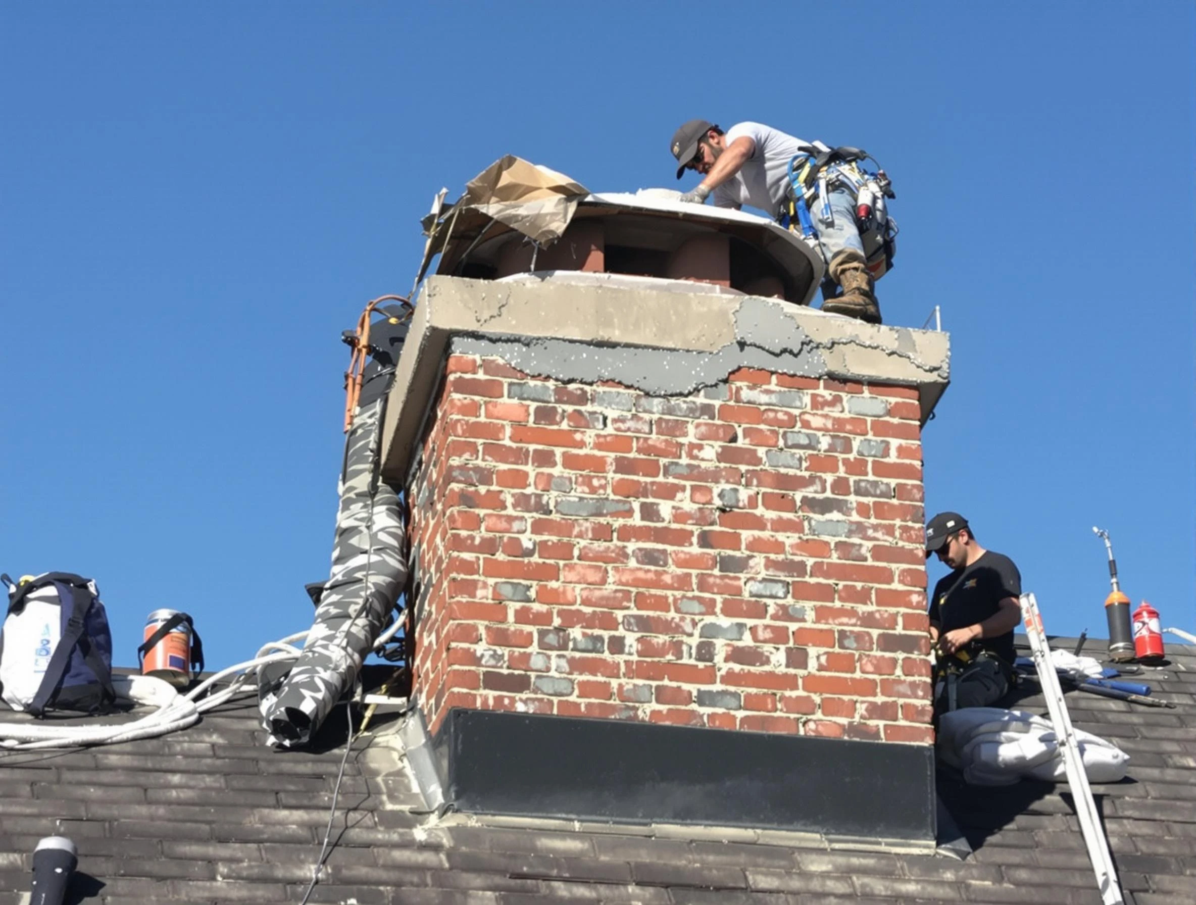 Dacula Chimney Sweep installing a custom chimney crown in Dacula, GA