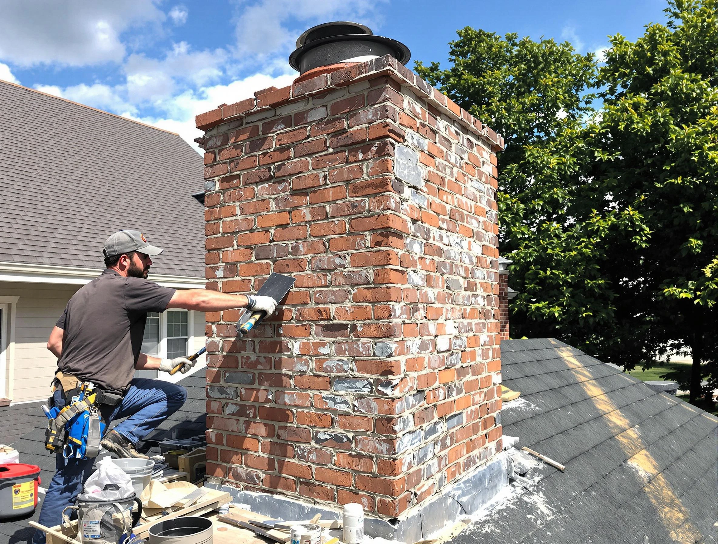 Completed chimney rebuild by Dacula Chimney Sweep in Dacula, GA