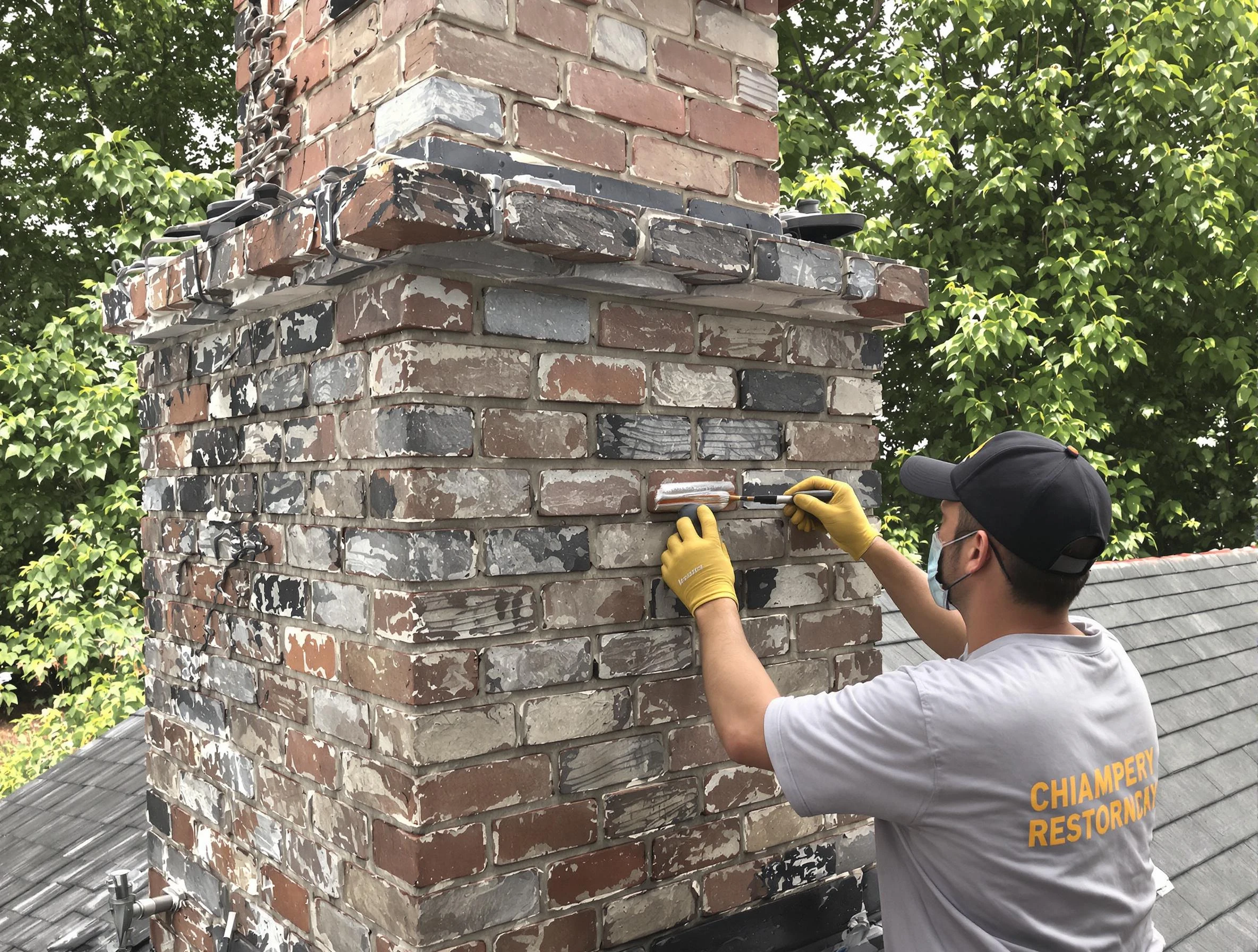 In-progress chimney restoration by Dacula Chimney Sweep in Dacula, GA