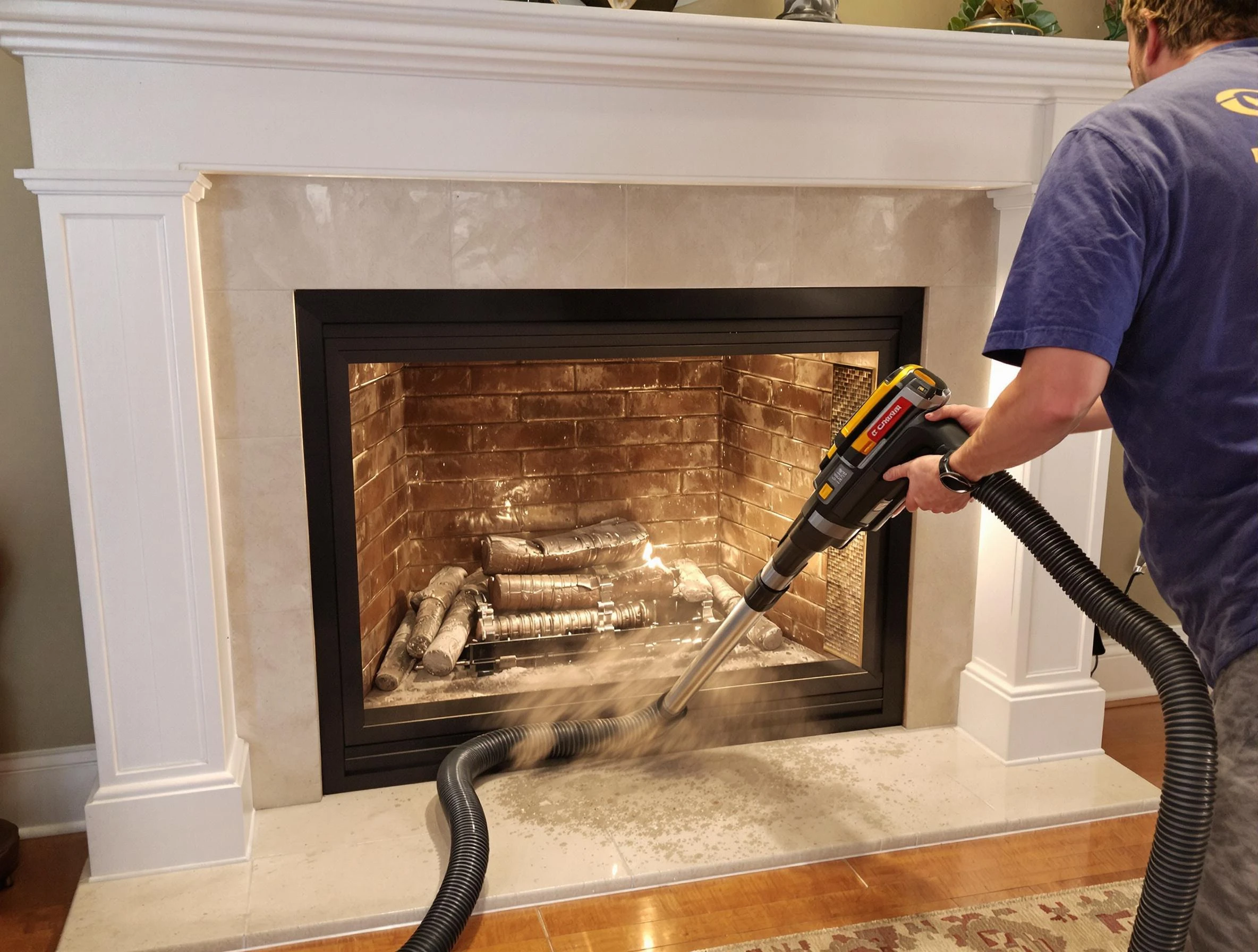 Fireplace cleaning performed by Dacula Chimney Sweep in Dacula, GA