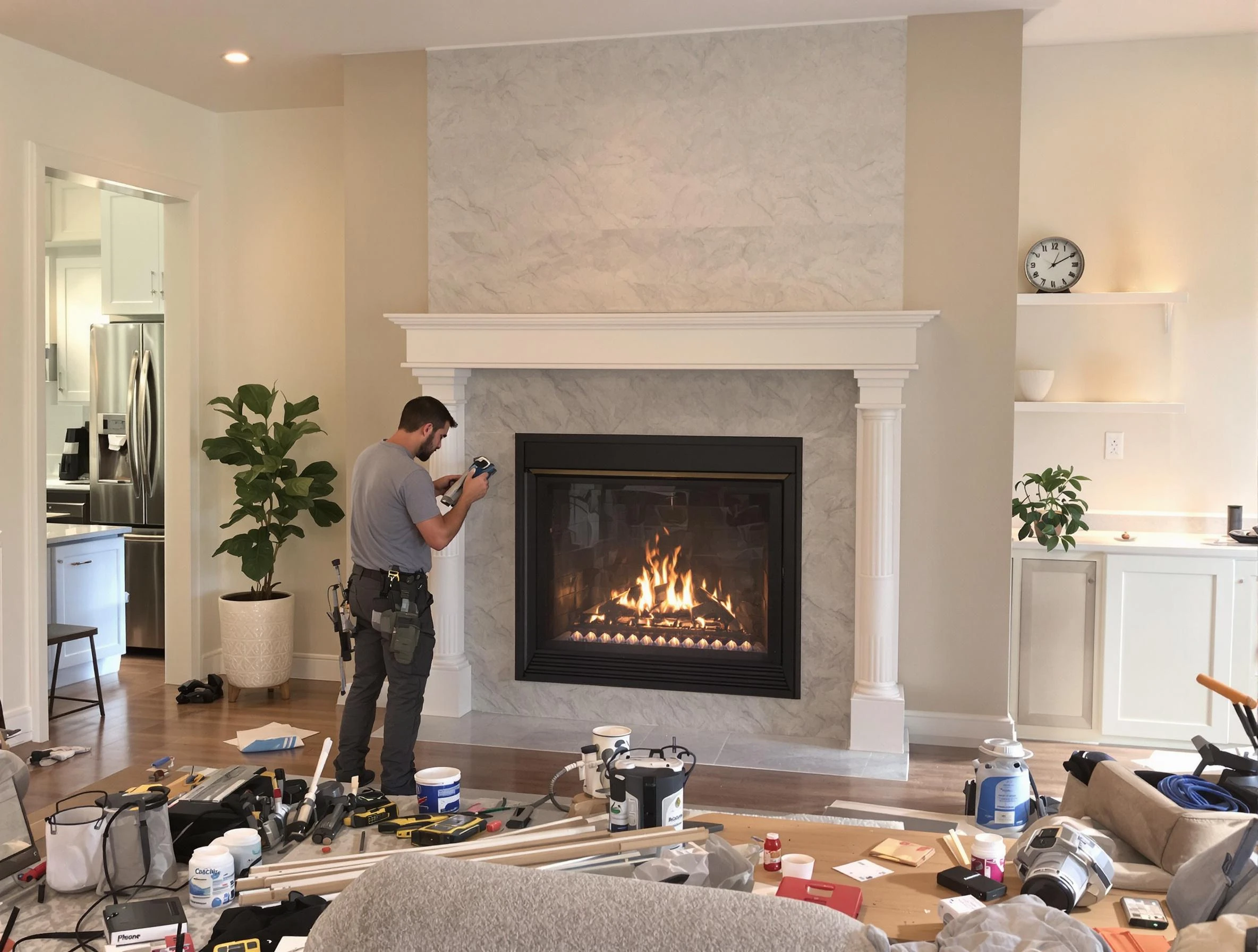 Newly installed fireplace by Dacula Chimney Sweep in Dacula, GA