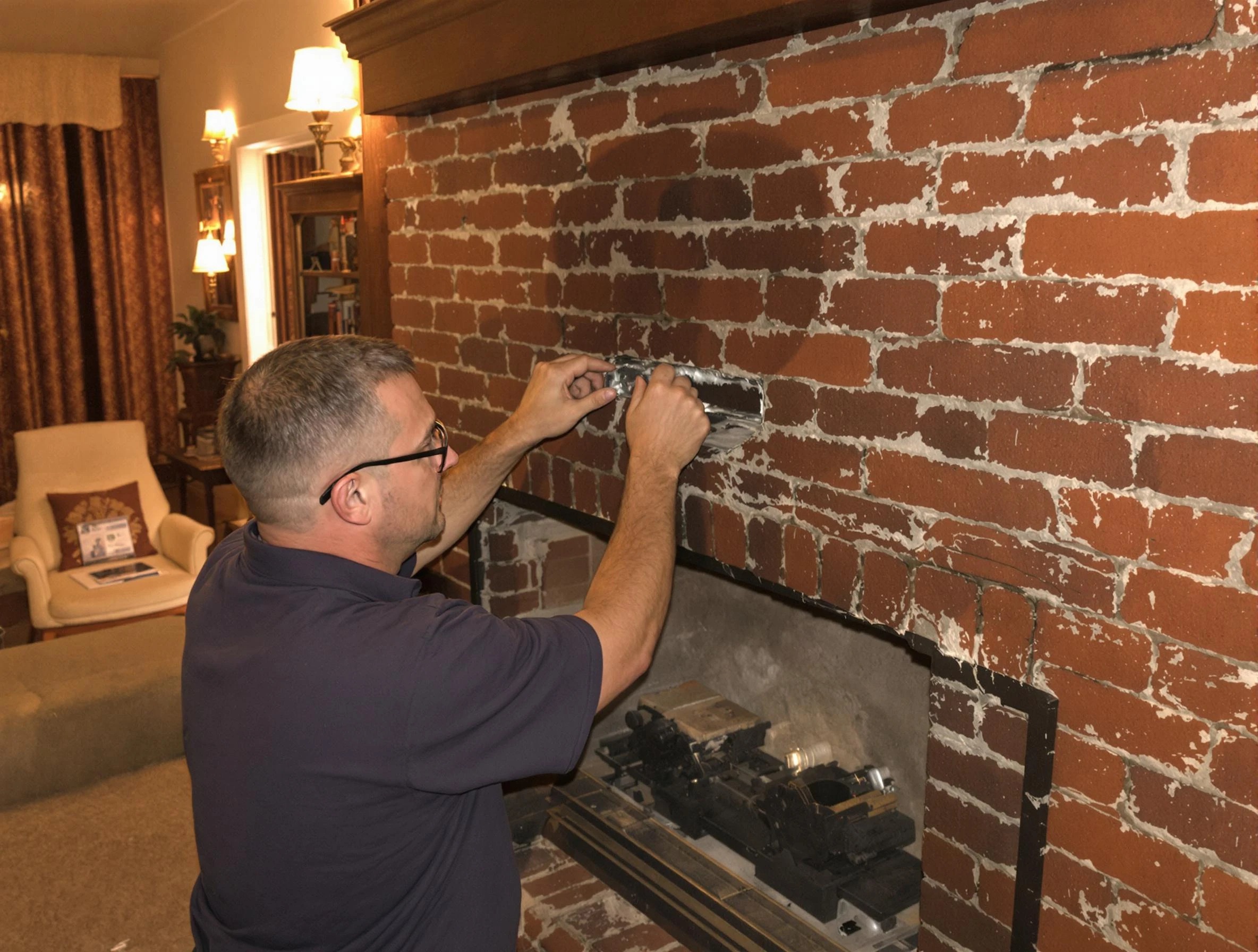 Dacula Chimney Sweep expert fixing a fireplace in Dacula, GA